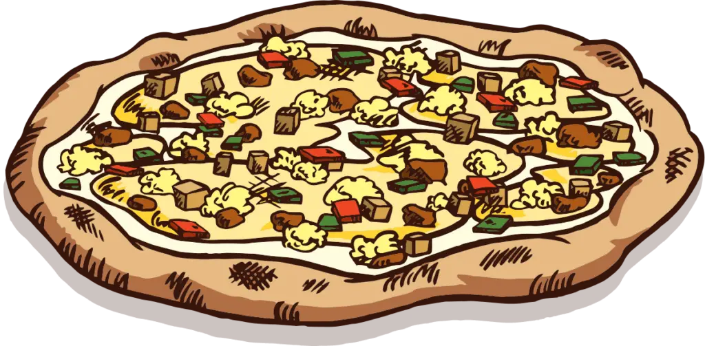 Drawing of a 12" breakfast pizza