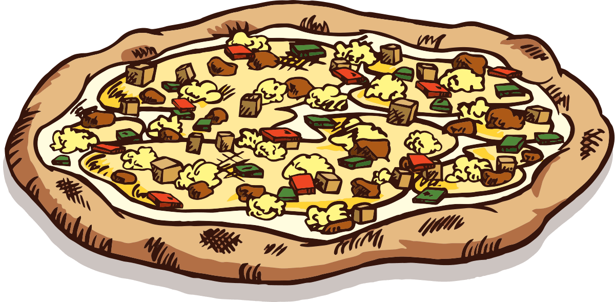 Drawing of a 12" breakfast pizza