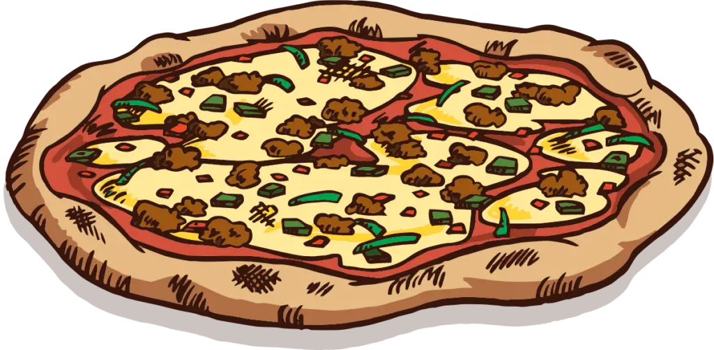 Drawing of a 12" beef taco pizza