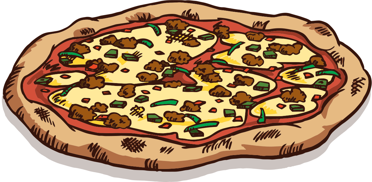 Drawing of a 12" beef taco pizza