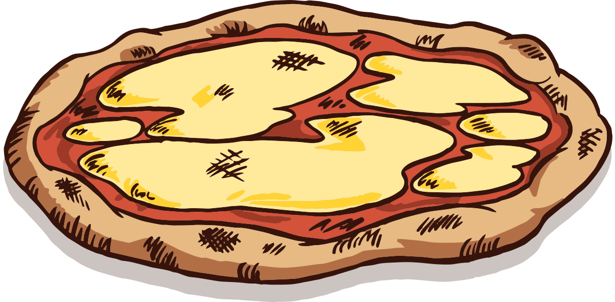 Drawing of a 12" cheese pizza