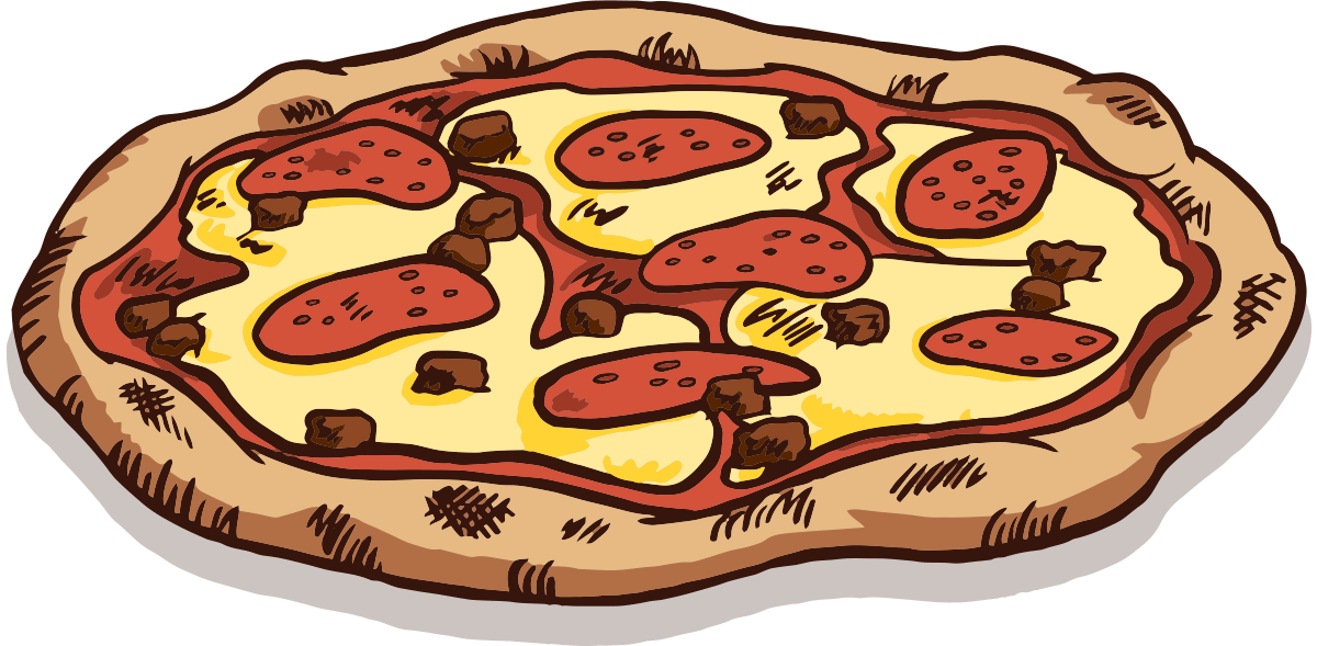 Drawing of a 10" gluten free sausage & pepperoni pizza