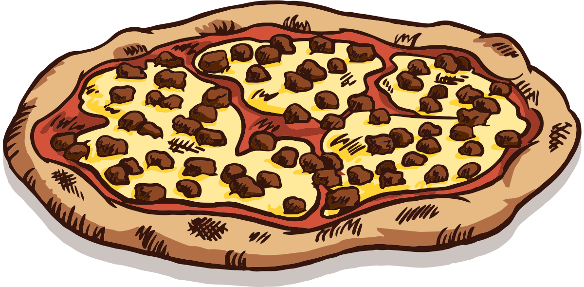 Drawing of a 12" Italian Sausage pizza