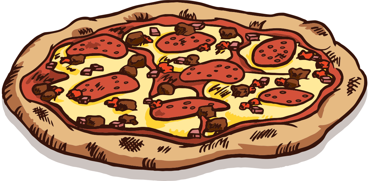 Drawing of a 12" Meat Lover's pizza