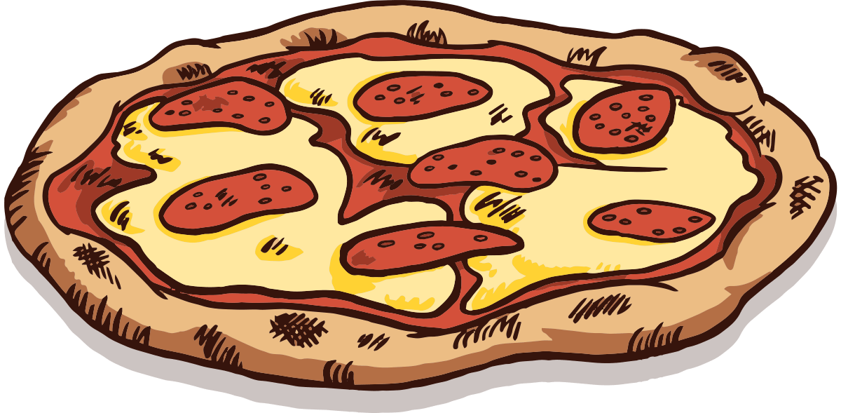 Drawing of a 12" pepperoni pizza