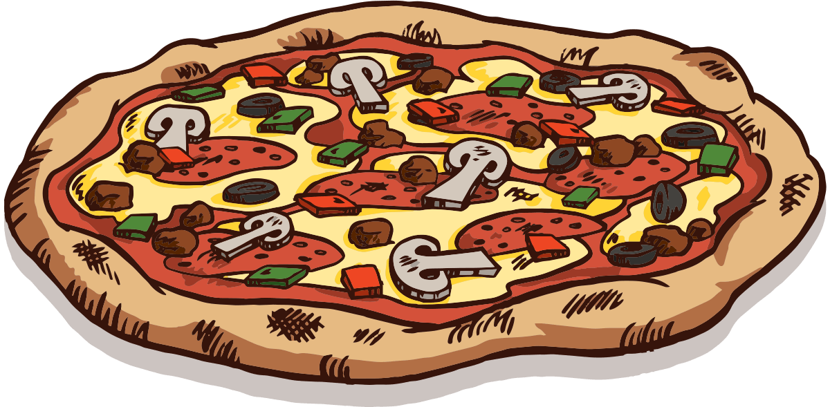 Drawing of a 12" supreme pizza