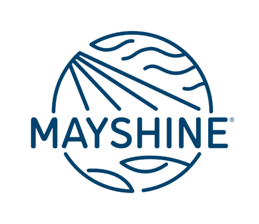 Mayshine logo in navy